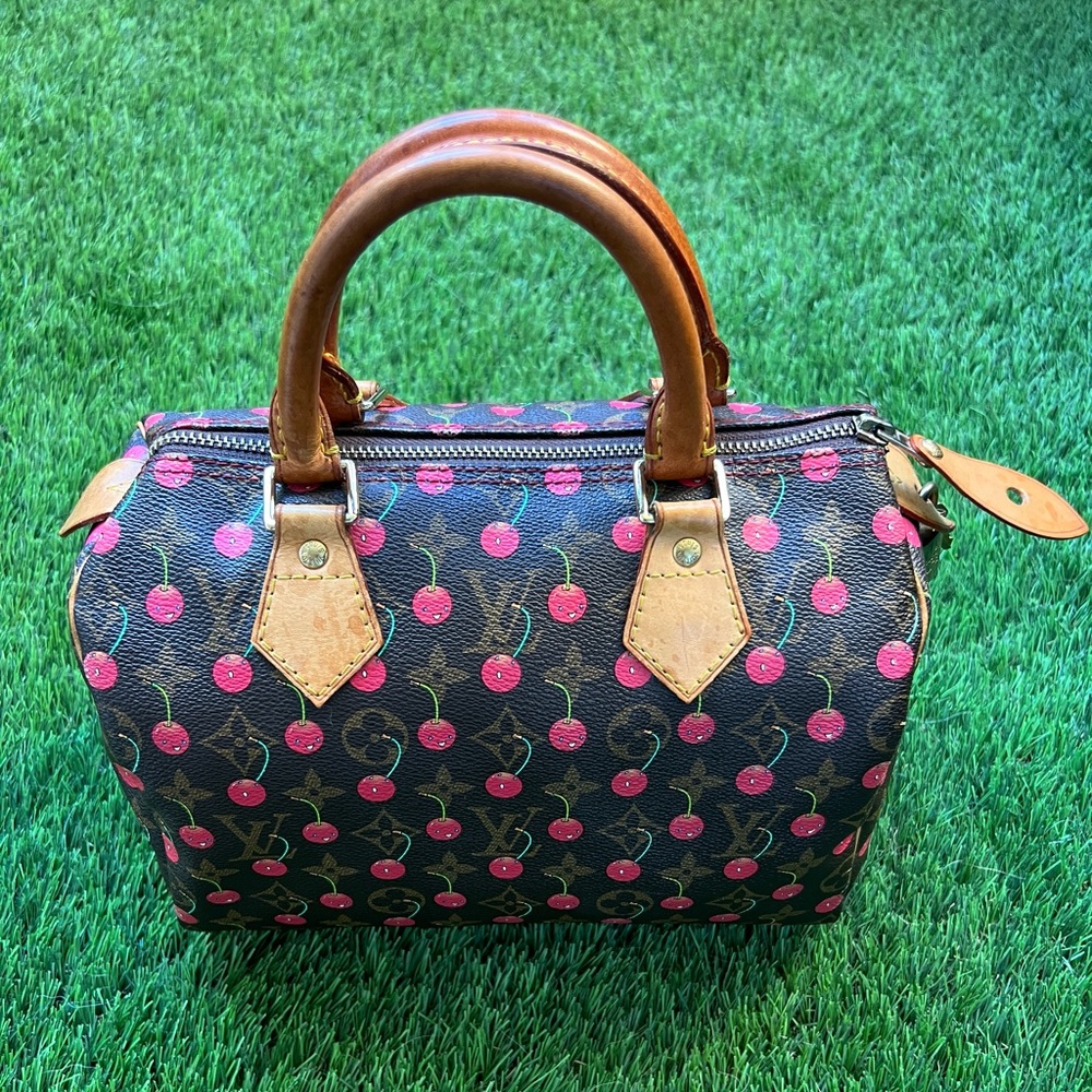 Louis Vuitton Speedy Satchel 25 Brown Canvas Monogram Cerises